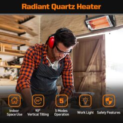Shinic 2 Packs Electric Garage Heaters, 1500W/750W Ceiling Mounted Heater Radiant Heaters