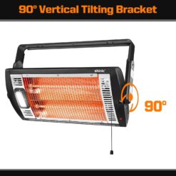 Shinic 2 Packs Electric Garage Heaters, 1500W/750W Ceiling Mounted Heater Radiant Heaters