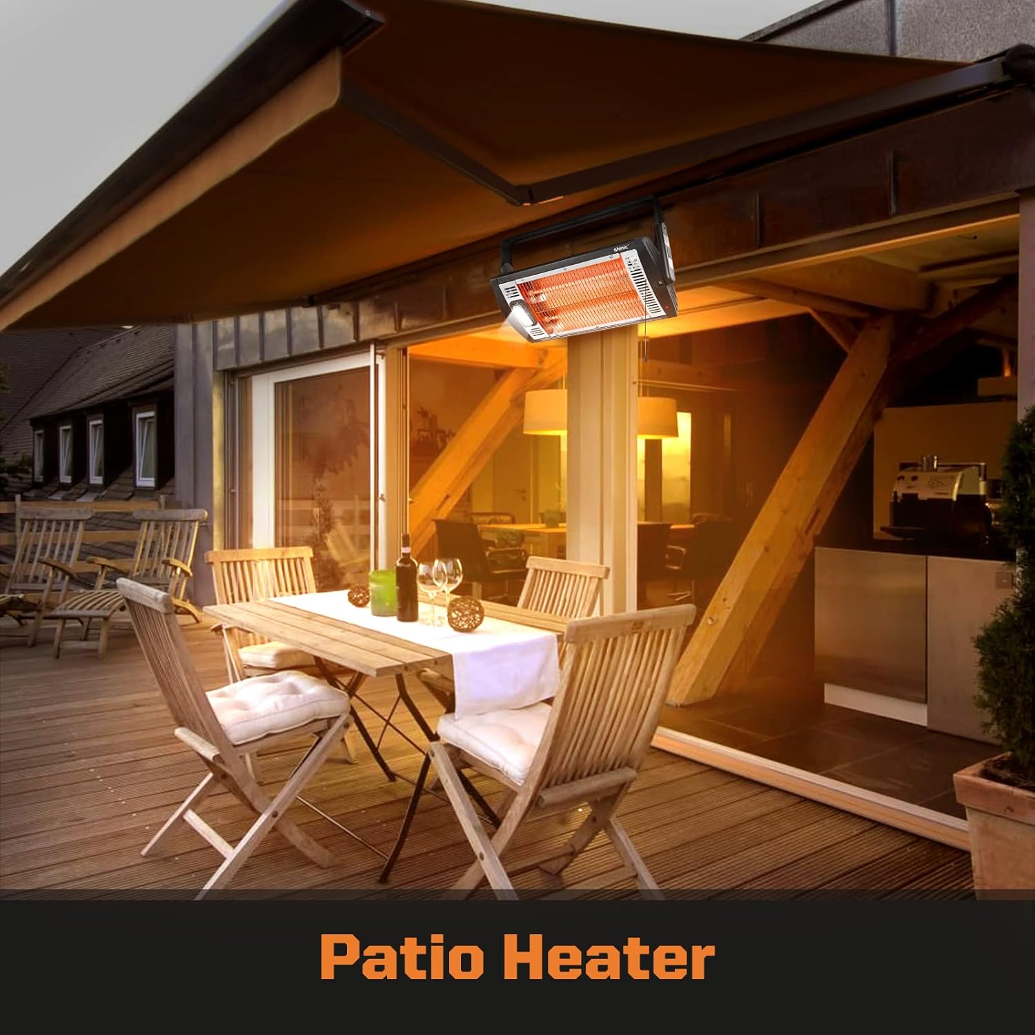 Shinic 2 Packs Electric Garage Heaters, 1500W/750W Ceiling Mounted Heater Radiant Heaters