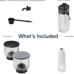 De'Longhi Rivelia Automatic Espresso Machine with Grinder & Milk Frother – All-in-One Coffee Maker, Hot & Iced Latte, Cappuccino, Bean Switch System, Burr Grinder, Compact Italian Design, Black
