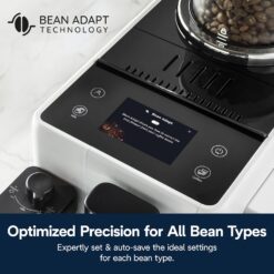 De'Longhi Rivelia Automatic Espresso Machine with Grinder & Milk Frother – All-in-One Coffee Maker, Hot & Iced Latte, Cappuccino, Bean Switch System, Burr Grinder, Compact Italian Design, White