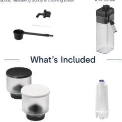 De'Longhi Rivelia Automatic Espresso Machine with Grinder & Milk Frother – All-in-One Coffee Maker, Hot & Iced Latte, Cappuccino, Bean Switch System, Burr Grinder, Compact Italian Design, White