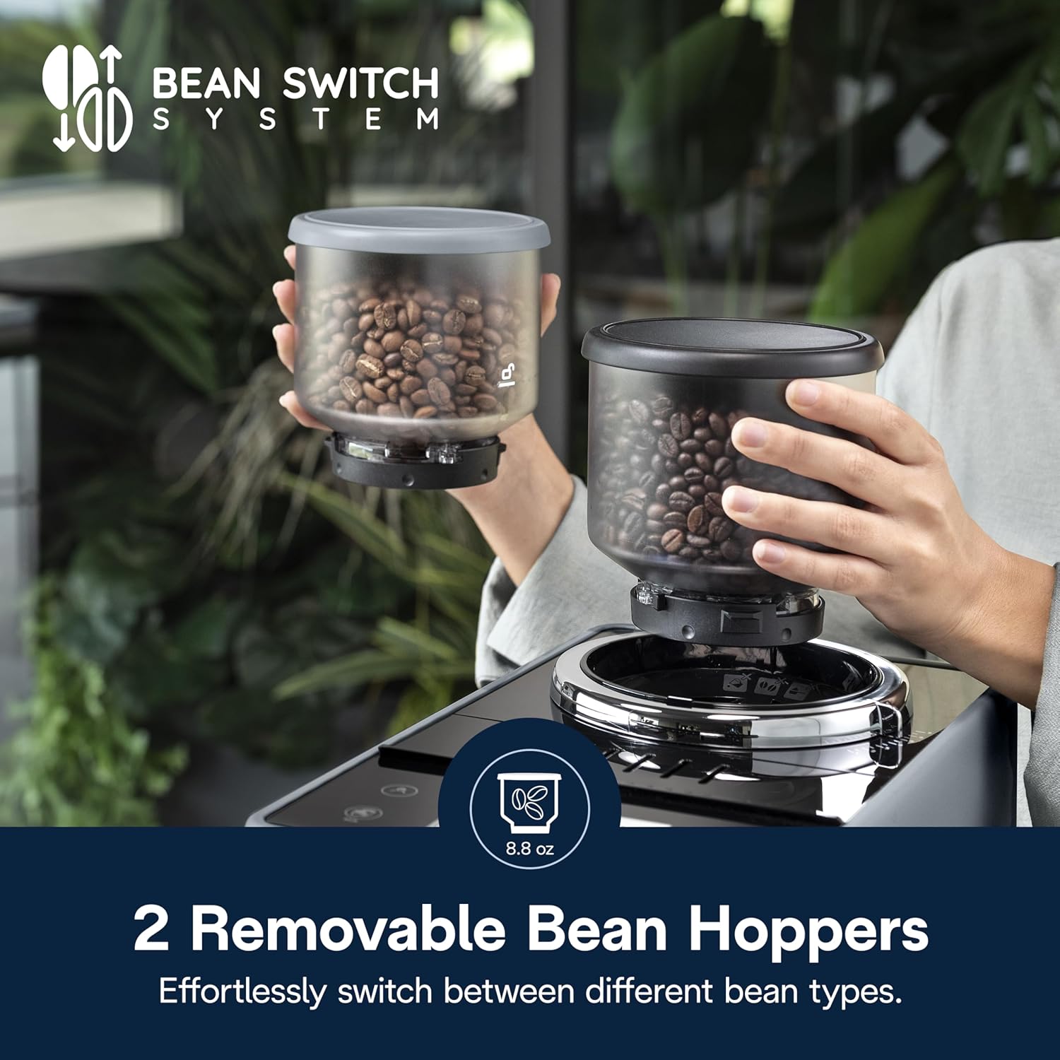 De'Longhi Rivelia Automatic Espresso Machine, Grinder & Frother, Easy Bean Switching, Pebble Gray