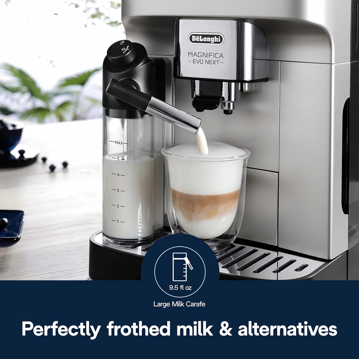 De'Longhi Magnifica Evo Next Fully Automatic Espresso Machine - Programmable Coffee Maker with Grinder and Milk Frother