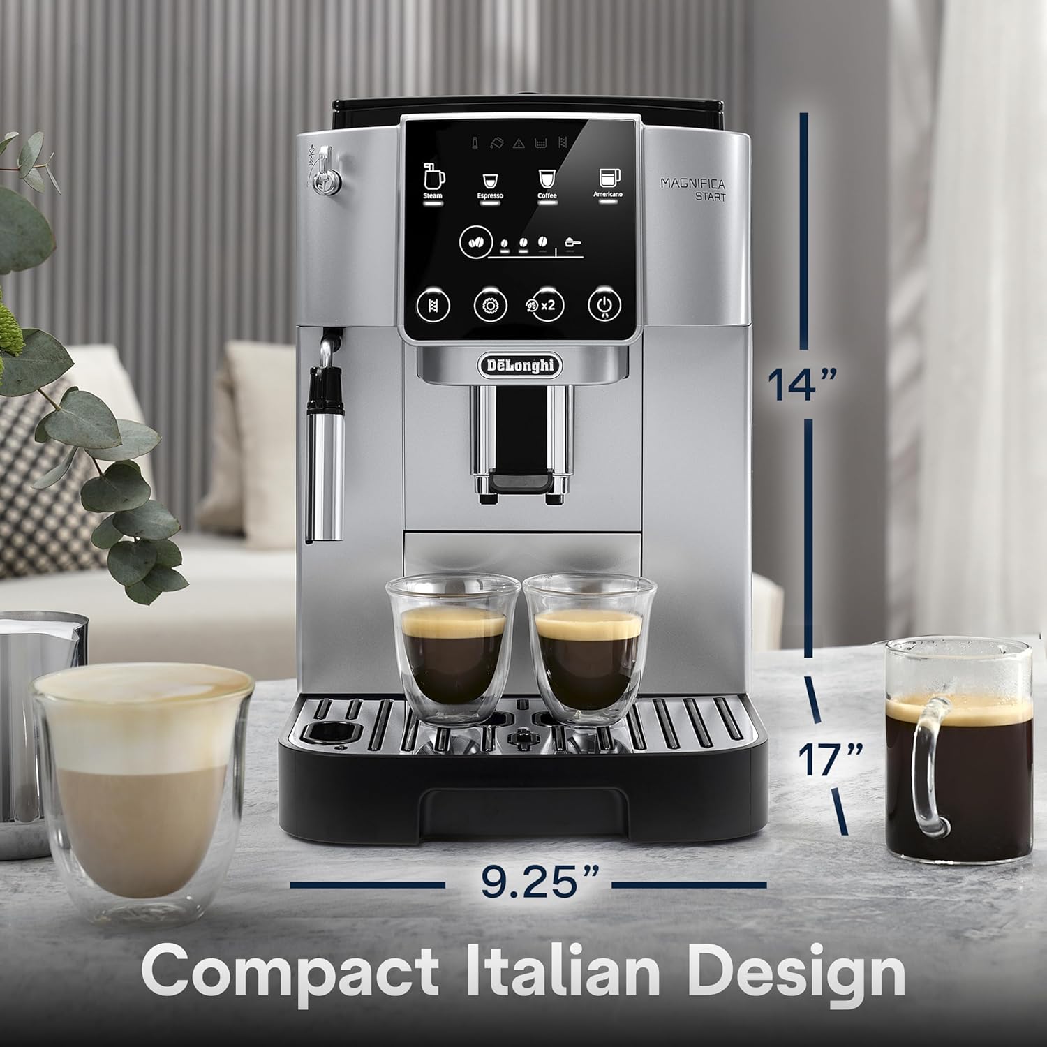 De'Longhi Magnifica Start Automatic Espresso Machine with Manual Milk Frother & Built in Grinder