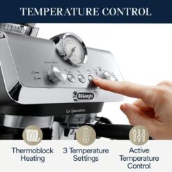 De'Longhi La Specialista Espresso Machine with Grinder, Milk Frother, 1450W, Barista Kit - Stainless Steel, Black