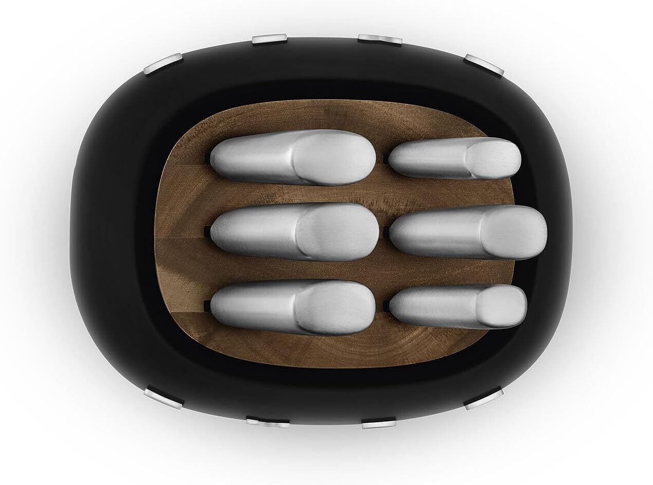 Smeg Black Stainless Steel Knife Block Set