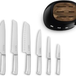 Smeg Black Stainless Steel Knife Block Set