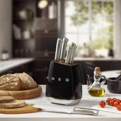 Smeg Black Stainless Steel Knife Block Set