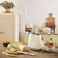 Smeg Cream Stainless Steel Knife Block Set