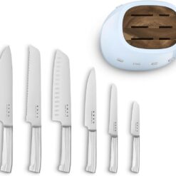 Smeg Pastel Blue Stainless Steel Knife Block Set