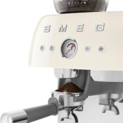 Smeg EGF03 Semi-Automatic Espresso Machine with Built-In Grinder, Dual Thermoblock, 50’s Retro Style – Cream (120 V)