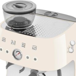 Smeg EGF03 Semi-Automatic Espresso Machine with Built-In Grinder, Dual Thermoblock, 50’s Retro Style – Cream (120 V)