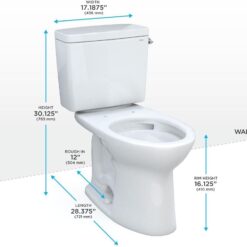 TOTO Drake Two-Piece Elongated 1.28 GPF Universal Height TORNADO FLUSH Toilet - CST776CEFRG#01