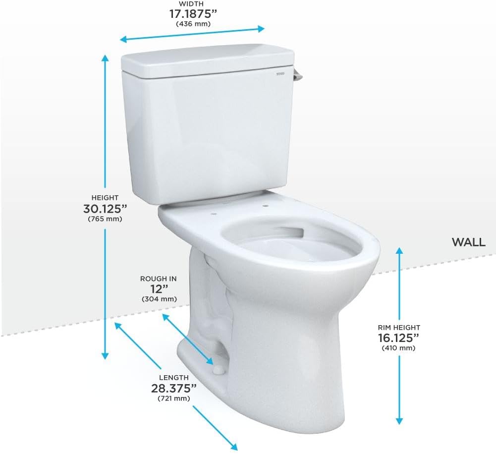 TOTO Drake Two-Piece Elongated 1.28 GPF Universal Height TORNADO FLUSH Toilet - CST776CEFRG#01