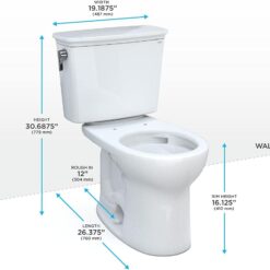 TOTO Drake Transitional Two-Piece Round 1.28 GPF Universal Height TORNADO FLUSH Toilet - CST785CEFG#01