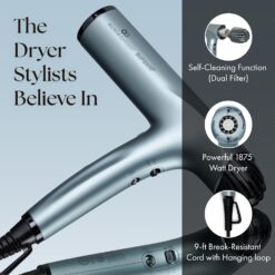 Olivia Garden 1875W SuperHP Professional Hair Dryer for All Hair Types, Silver-Blue