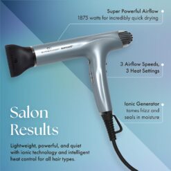 Olivia Garden 1875W SuperHP Professional Hair Dryer for All Hair Types, Silver-Blue