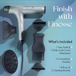 Olivia Garden 1875W SuperHP Professional Hair Dryer for All Hair Types, Silver-Blue