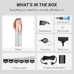 FX+ Professional Barber Cord/Cordless Hair Clippers for Men, All Metal, Lithium Battery with 3-Hour Runtime