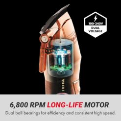 FX+ Professional Barber Cord/Cordless Hair Clippers for Men, All Metal, Lithium Battery with 3-Hour Runtime