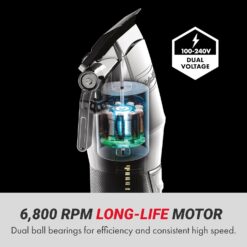 FX+ Professional Barber Cord/Cordless Hair Clippers for Men, All Metal, Lithium Battery with 3-Hour Runtime
