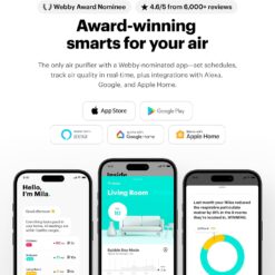 Mila Air 3 Smart Home Air Purifier with Critter Cuddler H13 HEPA & Carbon Replacement Filter, Reduces Pet Odors, Removes Dust & Pet Dander, Ideal for Large Room or Bedroom, Quiet-Mode