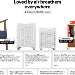 Mila Air 3 Smart Home Air Purifier with Critter Cuddler H13 HEPA & Carbon Replacement Filter, Reduces Pet Odors, Removes Dust & Pet Dander, Ideal for Large Room or Bedroom, Quiet-Mode