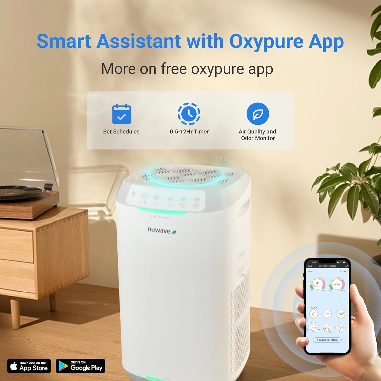 Nuwave Oxypure Zero E500 Air Purifier with Washable Reusable Filters for Large Room