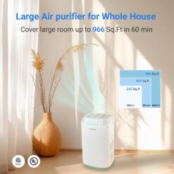 Nuwave Oxypure Zero Air Purifier with Washable Reusable Filters for Large Room | Smart Air Cleaners Removal 0.1 Micron Particles | Dual Odor Sensor, Sleep Mode, 6 Fan Speed & Timer, App Control