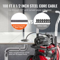 VEVOR 110-Volt 1/2-in dia x 100-ft L Steel core Corded Machine Augers
