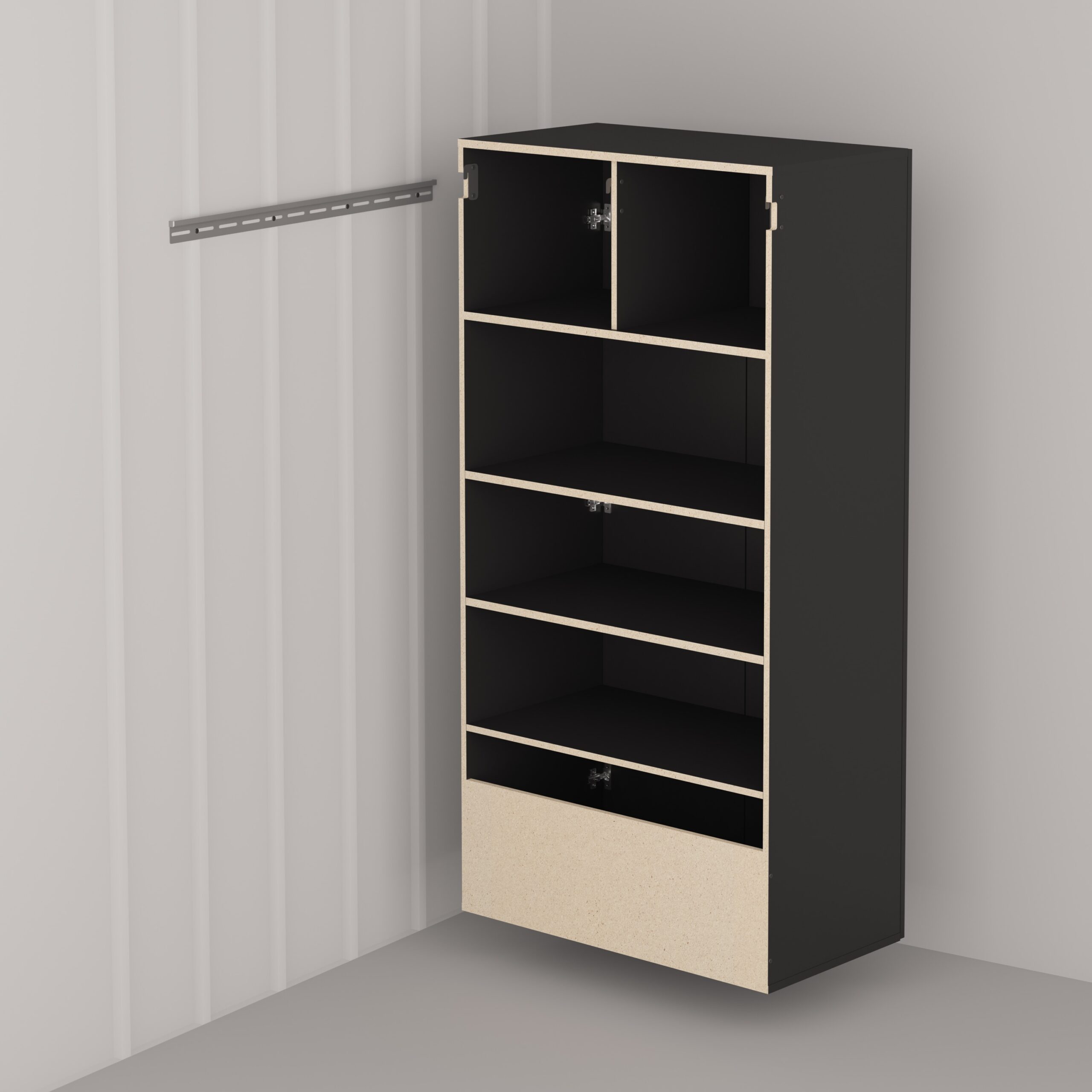 Prepac HangUps 36-in W x 72-in H x 20-in D Wall-mounted Composite wood Garage Cabinet in Black