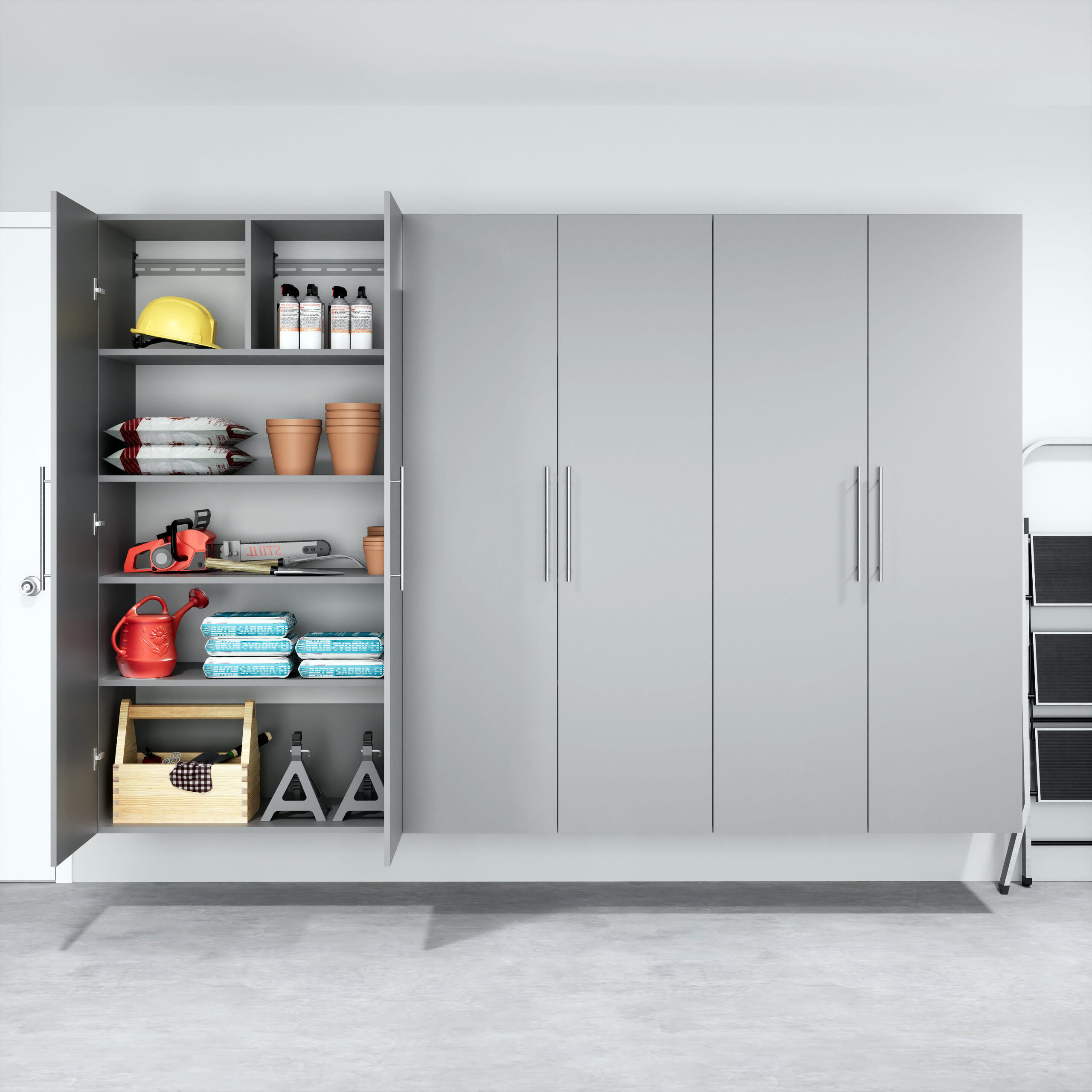 Prepac HangUps 36-in W x 72-in H x 20-in D Wall-mounted Composite wood Garage Cabinet in Gray