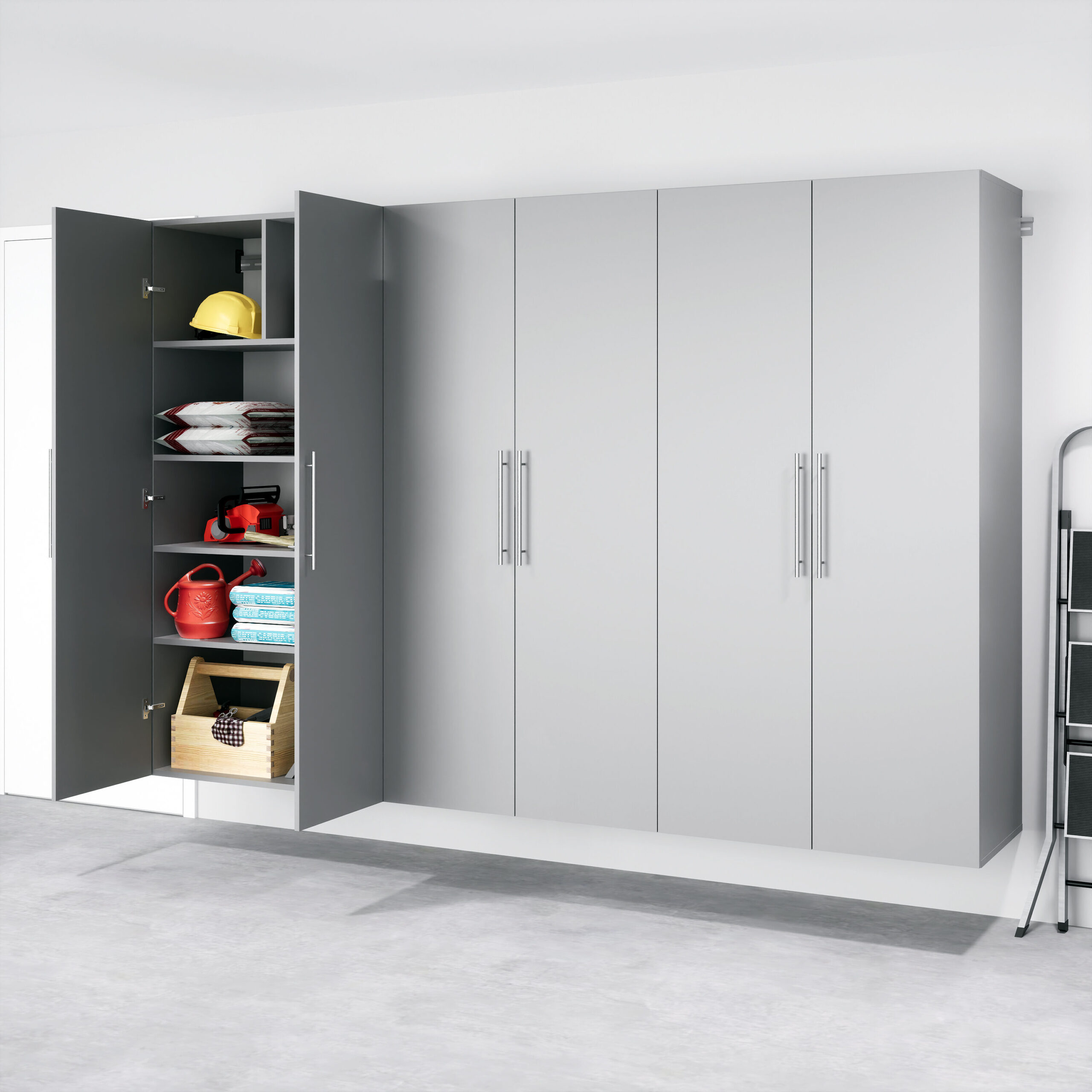 Prepac HangUps 36-in W x 72-in H x 20-in D Wall-mounted Composite wood Garage Cabinet in Gray