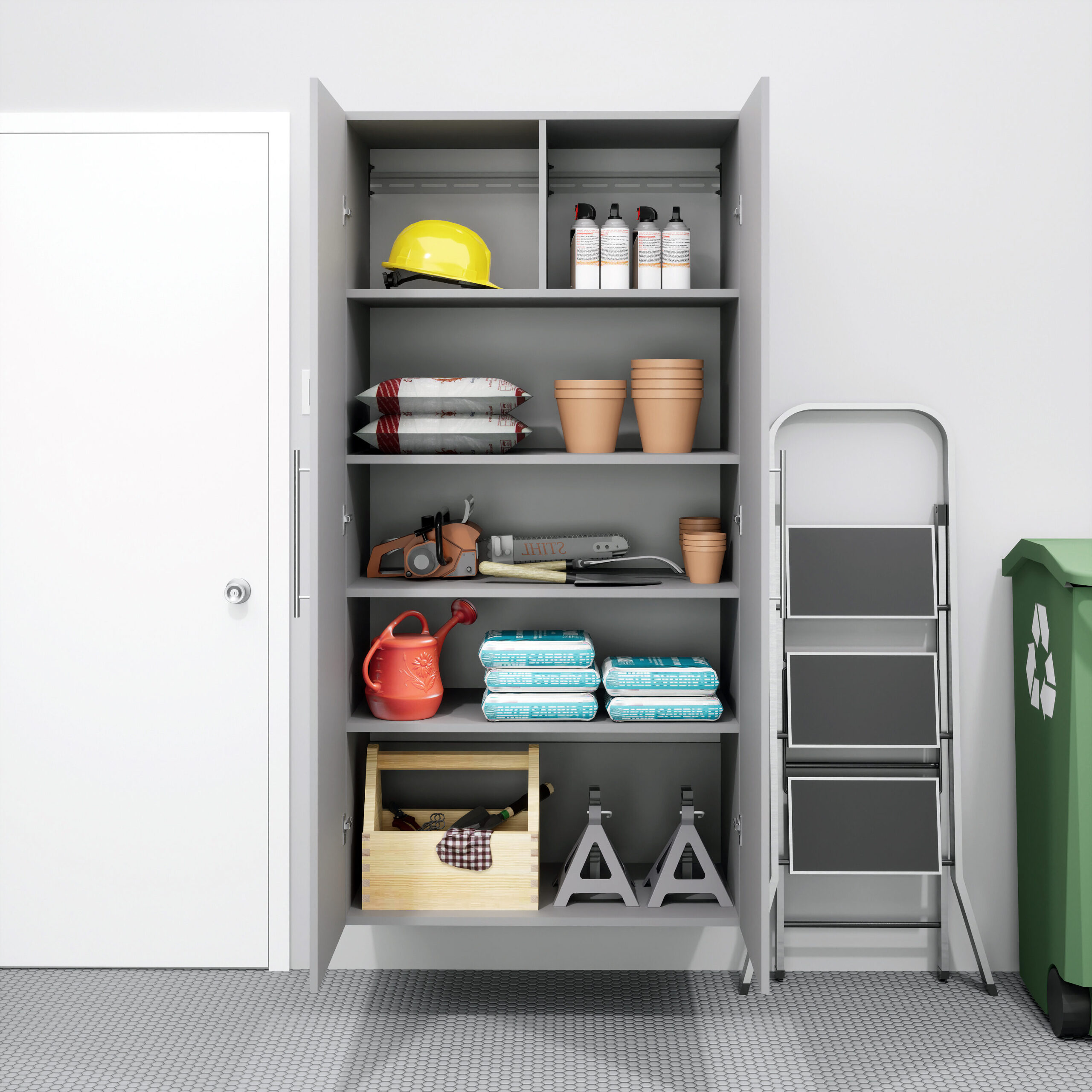 Prepac HangUps 36-in W x 72-in H x 20-in D Wall-mounted Composite wood Garage Cabinet in Gray