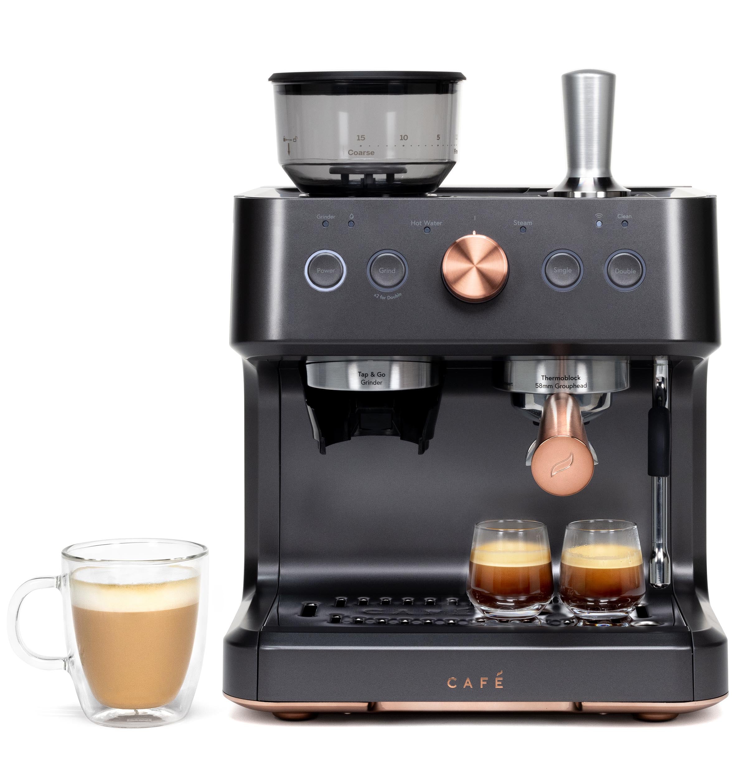Cafe Bellissimo Semi automatic Stainless steel Programmable Wi-Fi Espresso Machine with Drip Tray ( Matte Black )