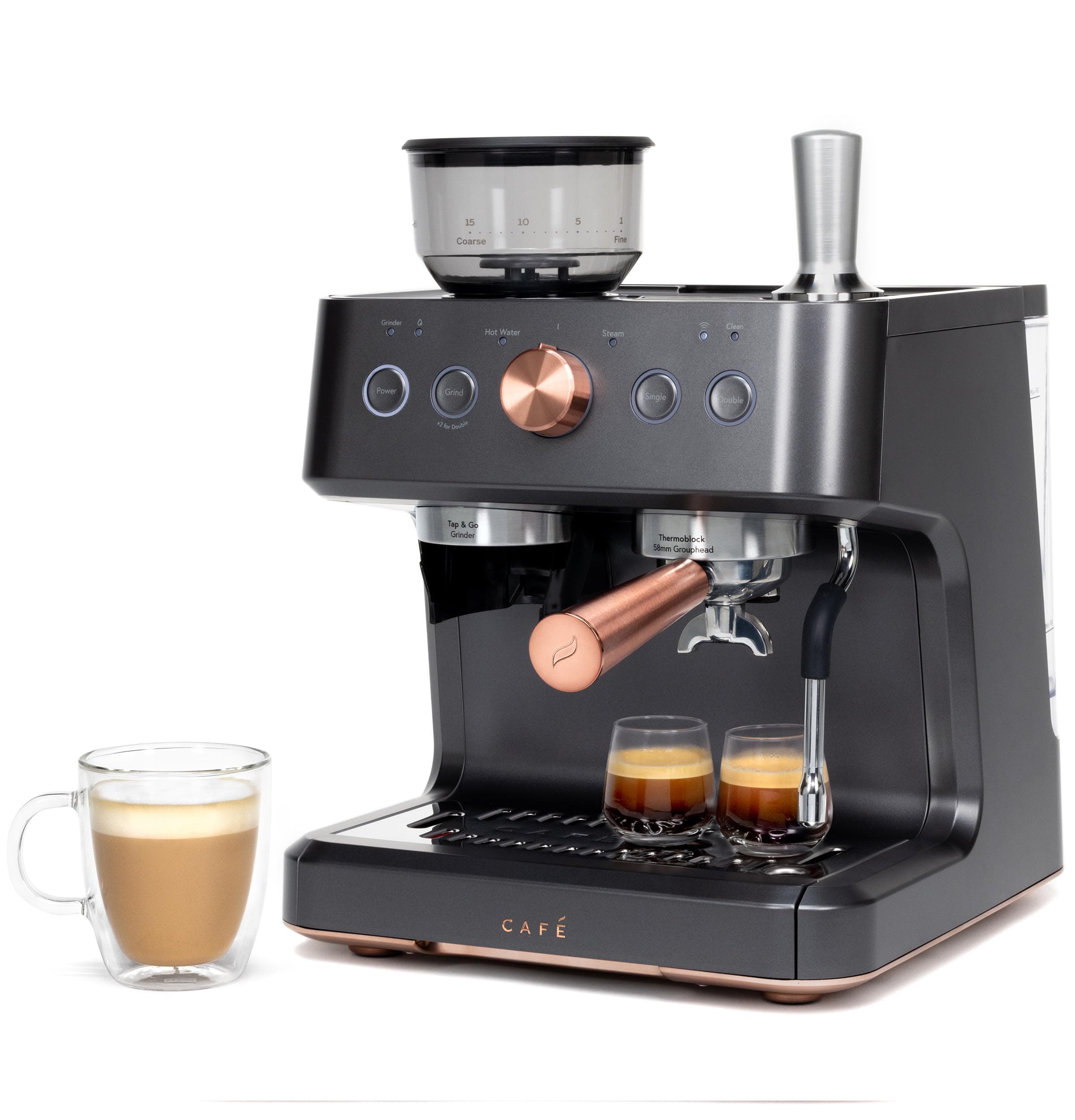 Cafe Bellissimo Semi automatic Stainless steel Programmable Wi-Fi Espresso Machine with Drip Tray ( Matte Black )