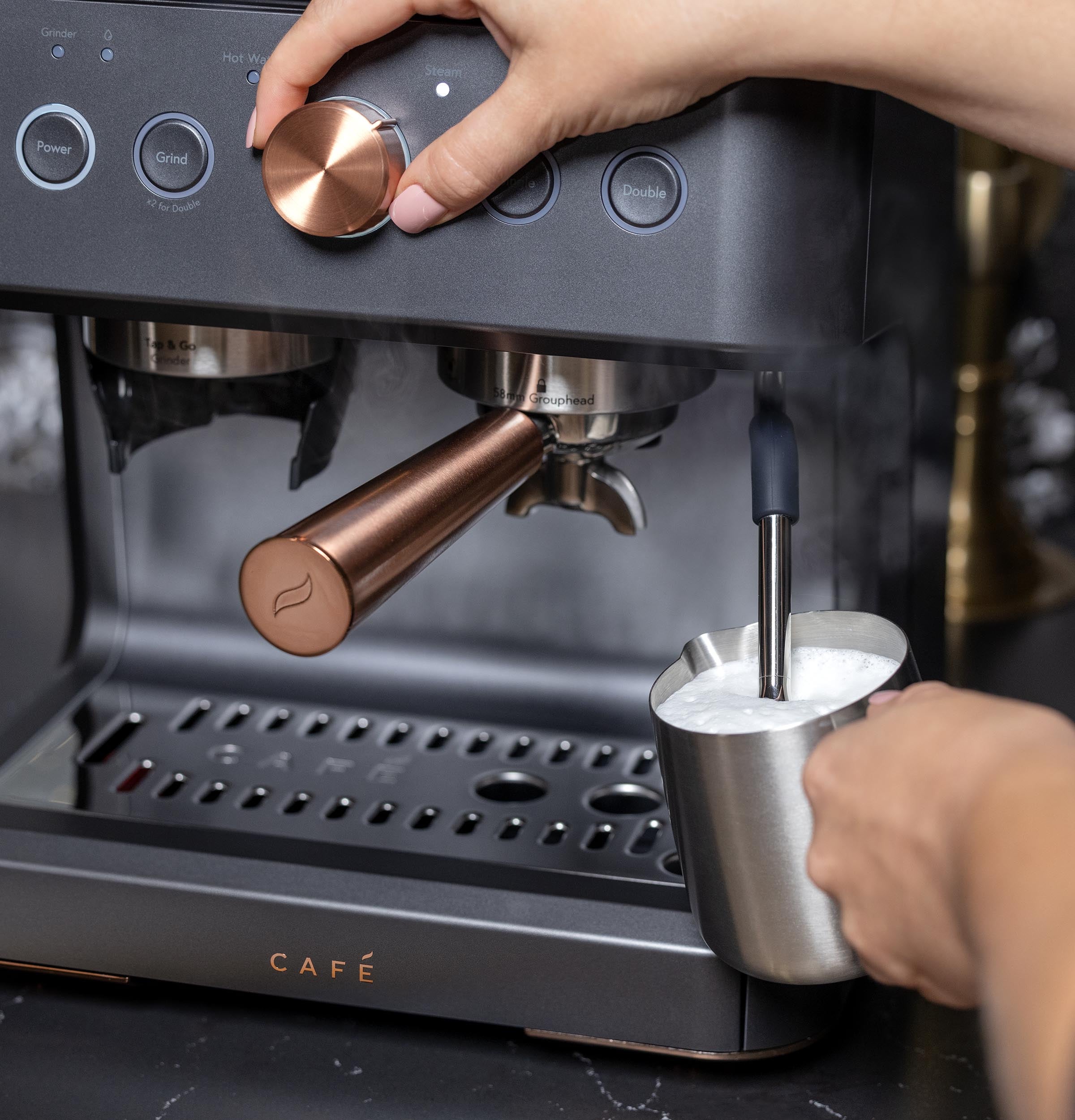 Cafe Bellissimo Semi automatic Stainless steel Programmable Wi-Fi Espresso Machine with Drip Tray ( Matte Black )