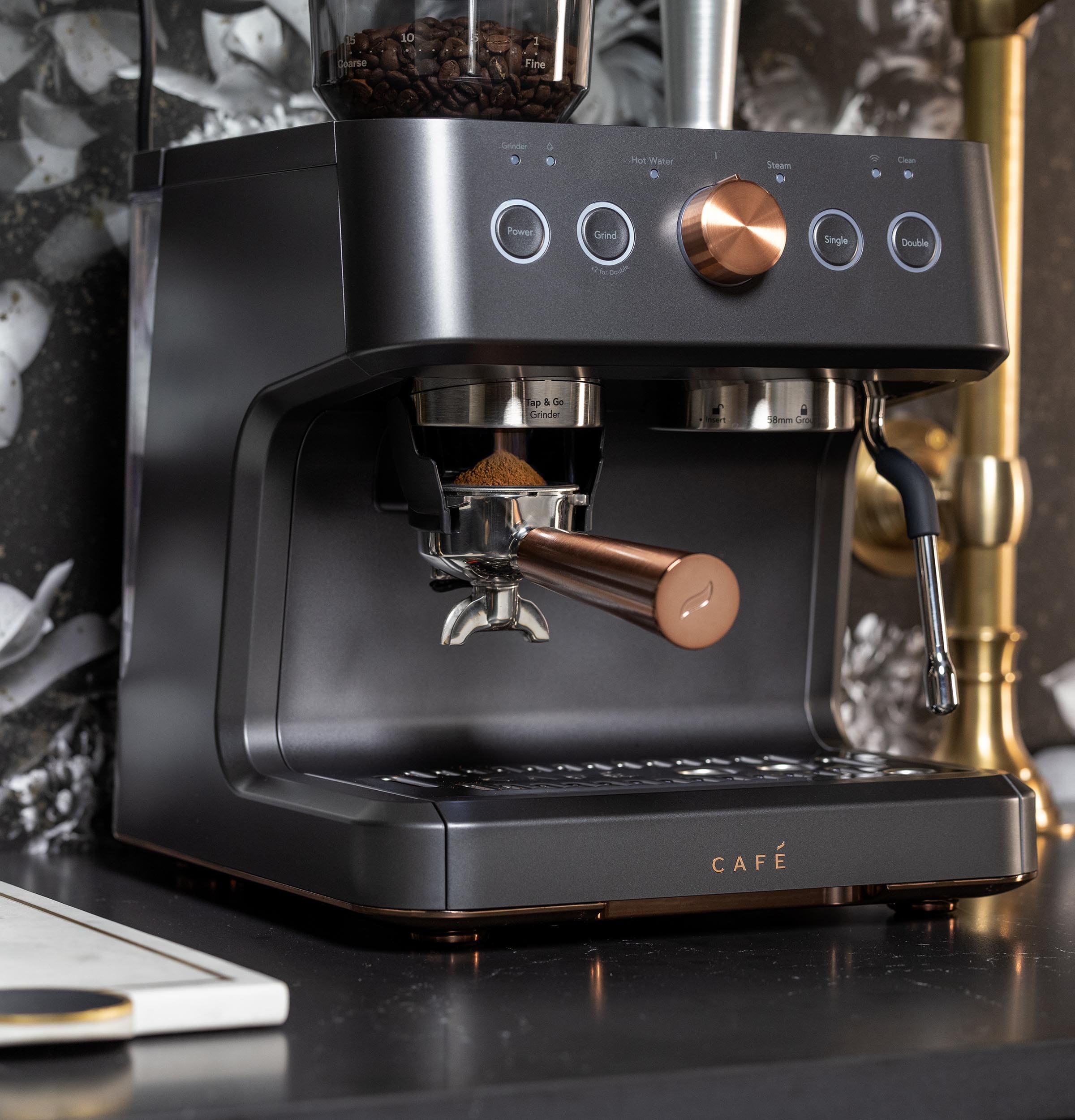 Cafe Bellissimo Semi automatic Stainless steel Programmable Wi-Fi Espresso Machine with Drip Tray ( Matte Black )
