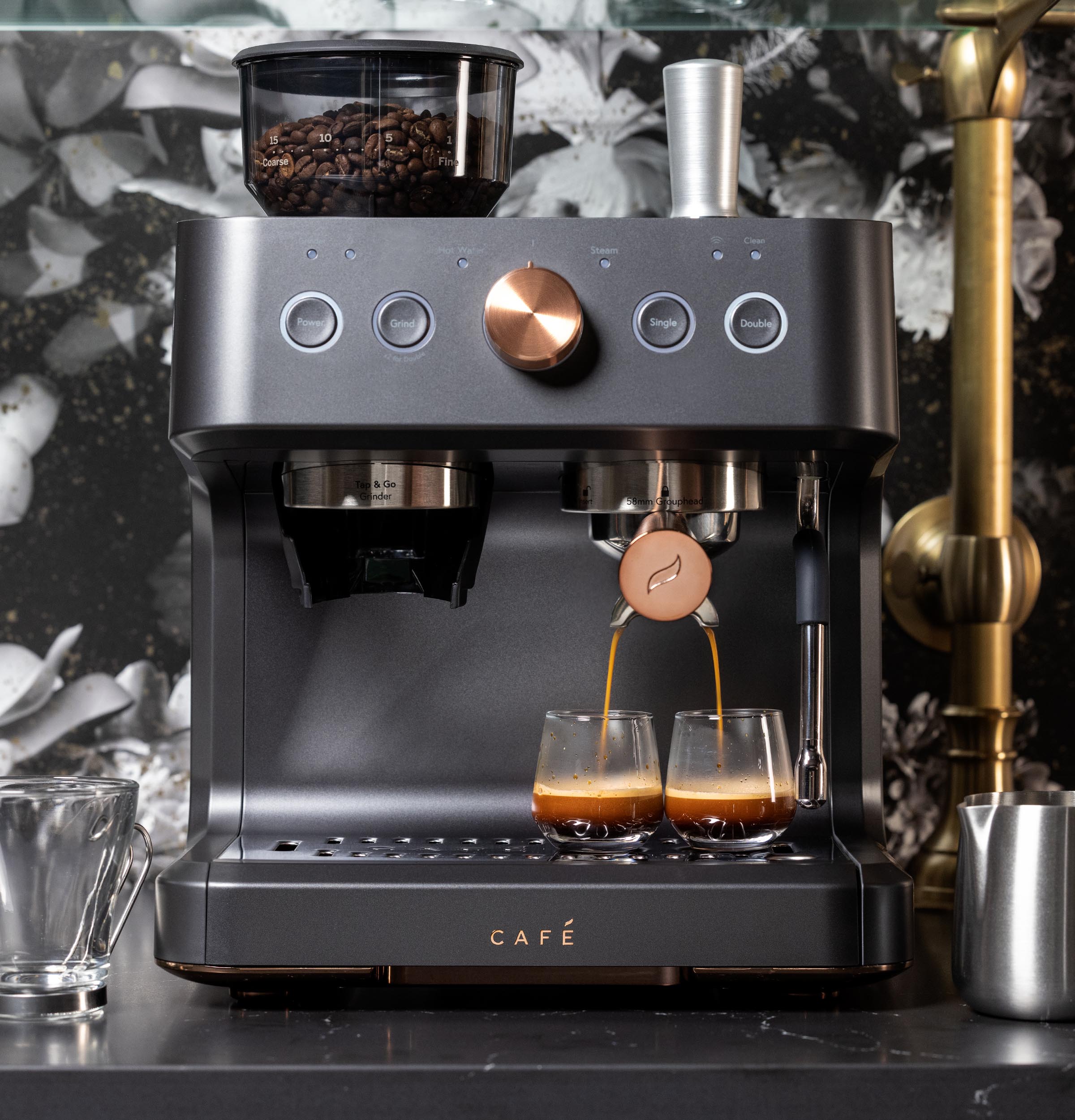Cafe Bellissimo Semi automatic Stainless steel Programmable Wi-Fi Espresso Machine with Drip Tray ( Matte Black )