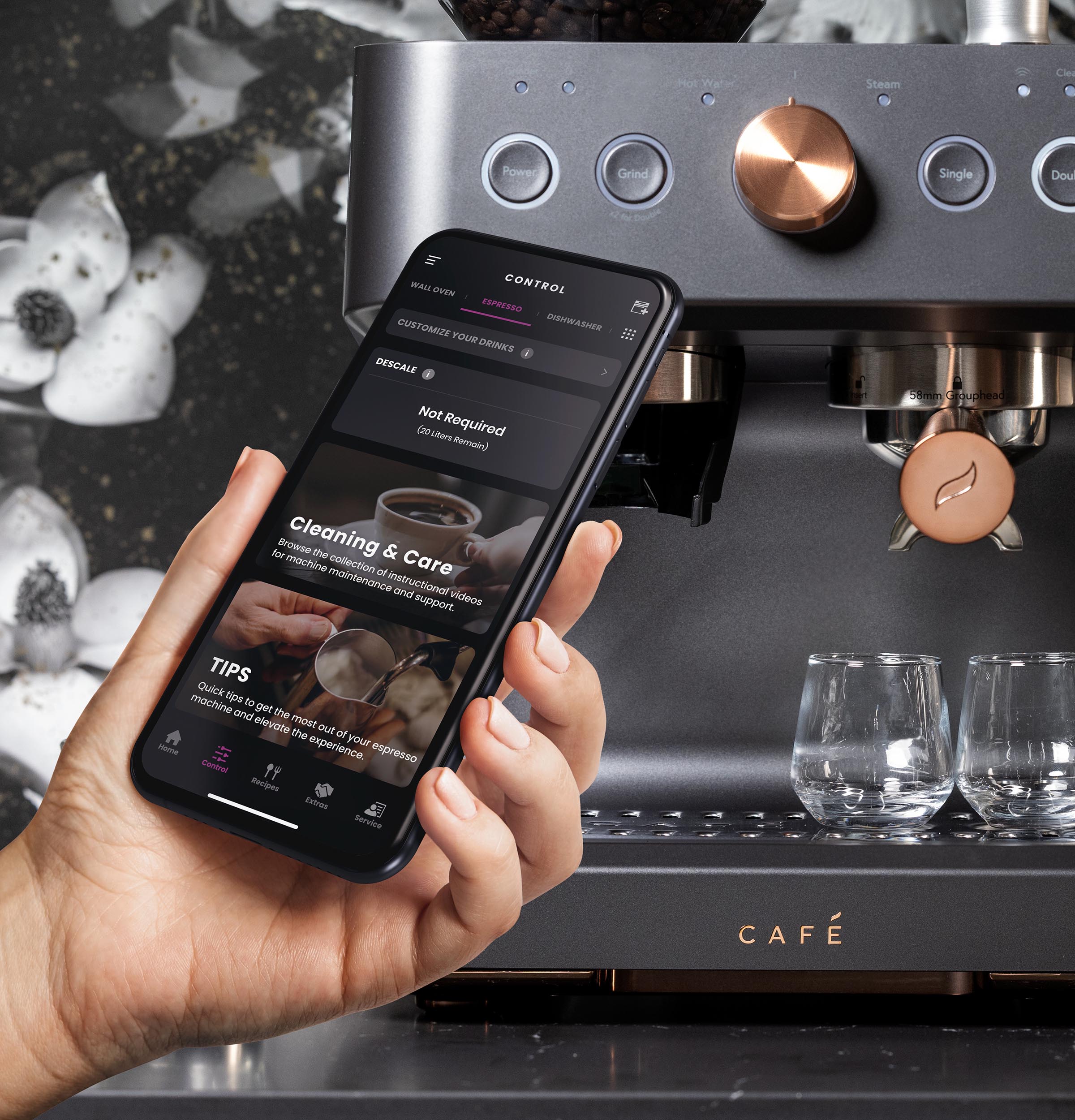 Cafe Bellissimo Semi automatic Stainless steel Programmable Wi-Fi Espresso Machine with Drip Tray ( Matte Black )