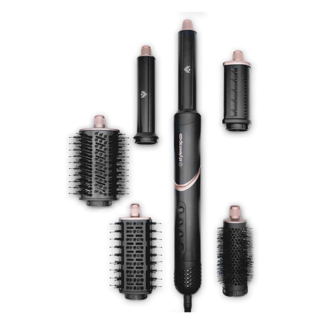 SRILabs StyleWrap Pro 7-in-1 Coanda Air Hair Multi Styler Dryer Brush with Negative Ions, Black