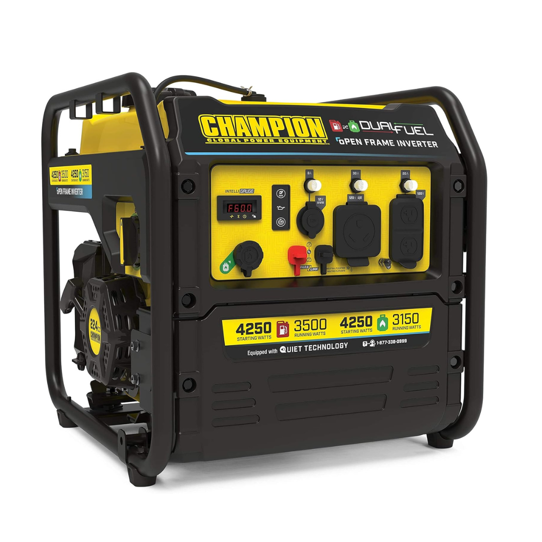 Champion Power Equipment 4250-Watt Dual Fuel RV Ready Portable Open Frame Inverter Generator with Quiet Technology