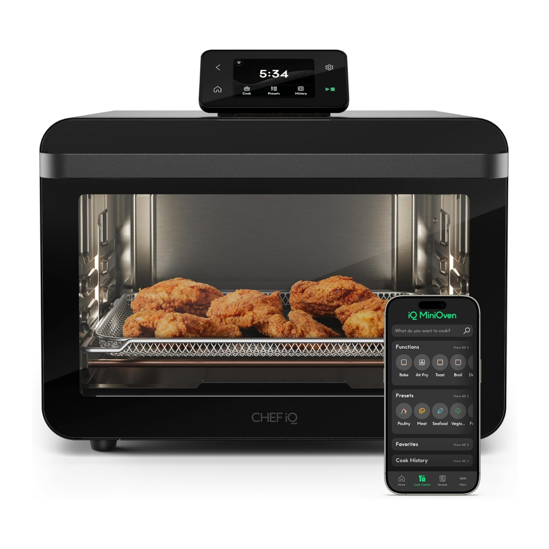 CHEF iQ MiniOven Smart Toaster Oven Air Fryer Combo, 11-in-1 Countertop Convection Oven – Black