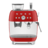 Smeg EGF03 Semi-Automatic Espresso Machine with Built-In Grinder, Dual Thermoblock, 50’s Retro Style – Red (120 V)