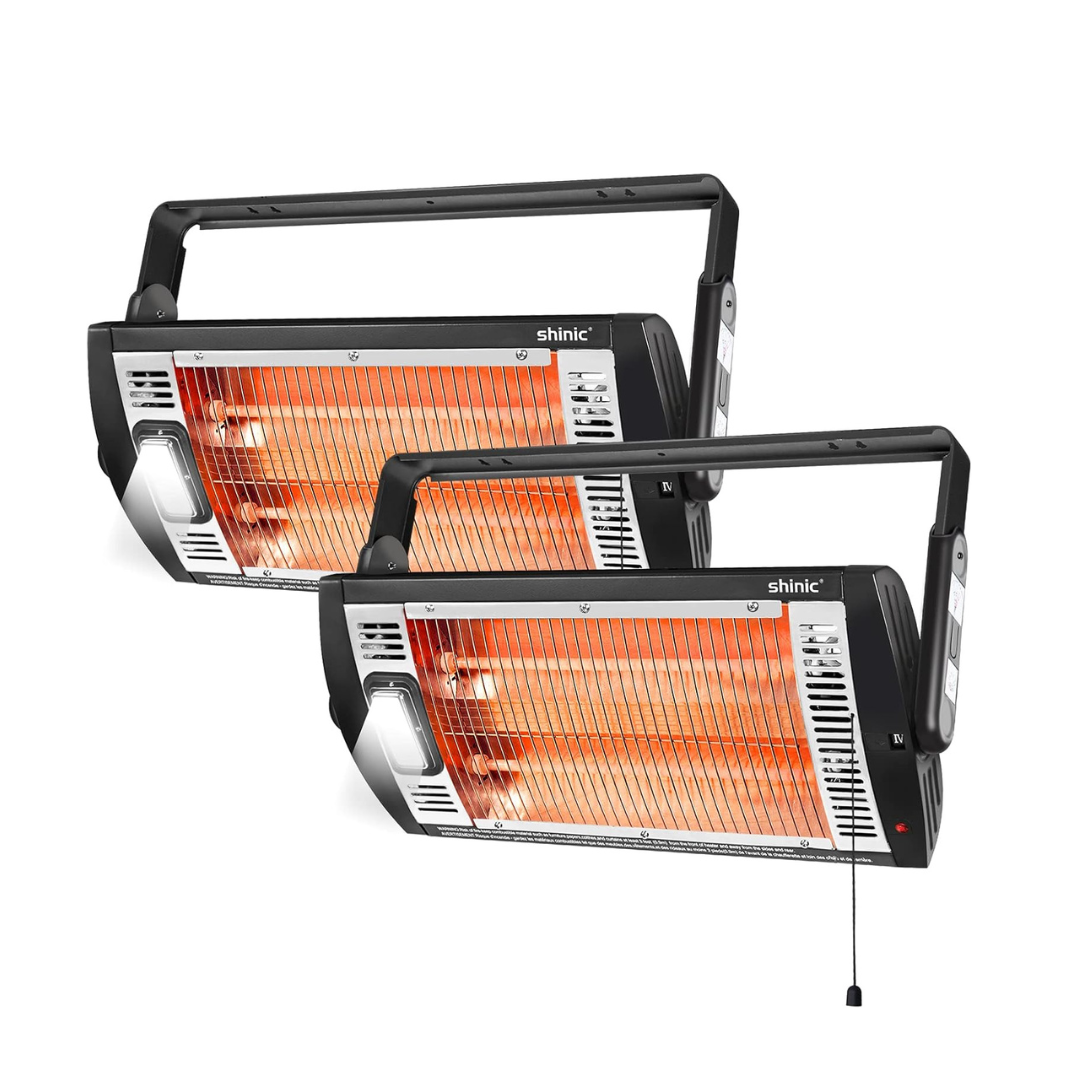 Shinic 2 Packs Electric Garage Heaters, 1500W/750W Ceiling Mounted Heater Radiant Heaters