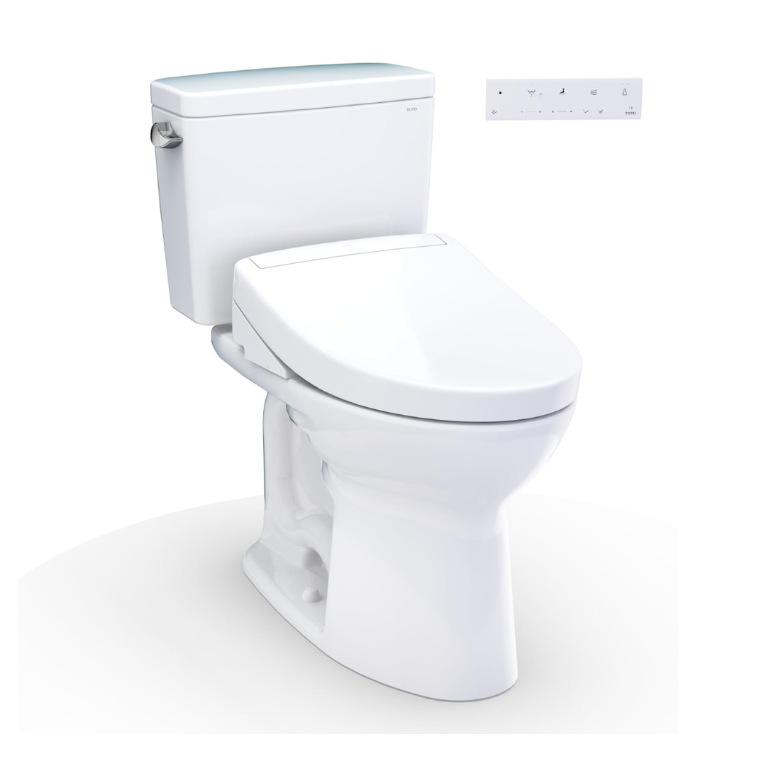 TOTO Drake WASHLET+ Two-Piece Elongated 1.6 GPF Universal Height TORNADO FLUSH Toilet - MW7763446CSFG#01