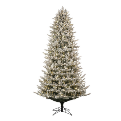 GE 9-ft Flocked Montana Fir Pre-lit Artificial Christmas Tree with White LED Lights