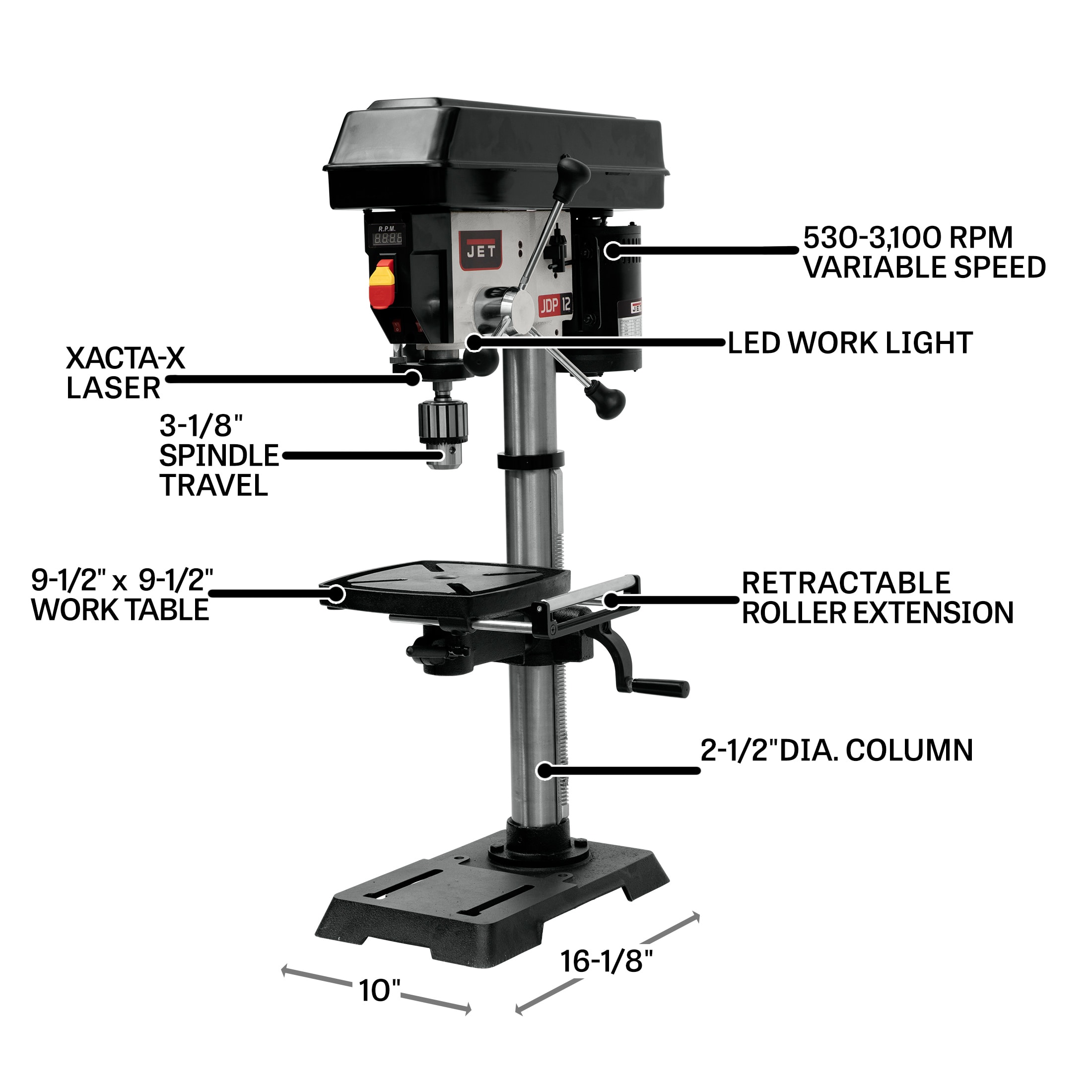 JET JWDP-12 5 -Amp Variable -Speed Bench Drill Press