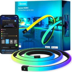 Govee RGBIC Neon Rope Lights for Desks, 16.4ft LED Gaming Desk Lights, Neon LED Strip Lights Syncing